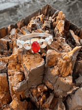 Ring, Minimal Orange CZ  Sterling Silver Ring, 7.5, NEW, Handmade