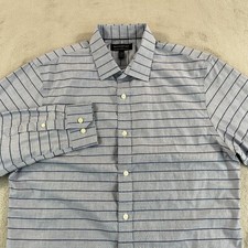 Banana Republic Non Iron Tailored Shirt Men Large Blue Striped Slim Fit NWOT