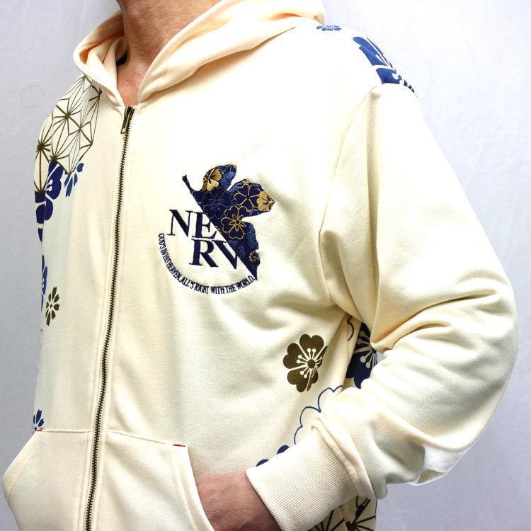 NISHIKI EVANGELION design hoodie 綾波レイ 錦 nishiki × EVANGELION 華小紋 綾波レイ 和柄 長袖 パーカー