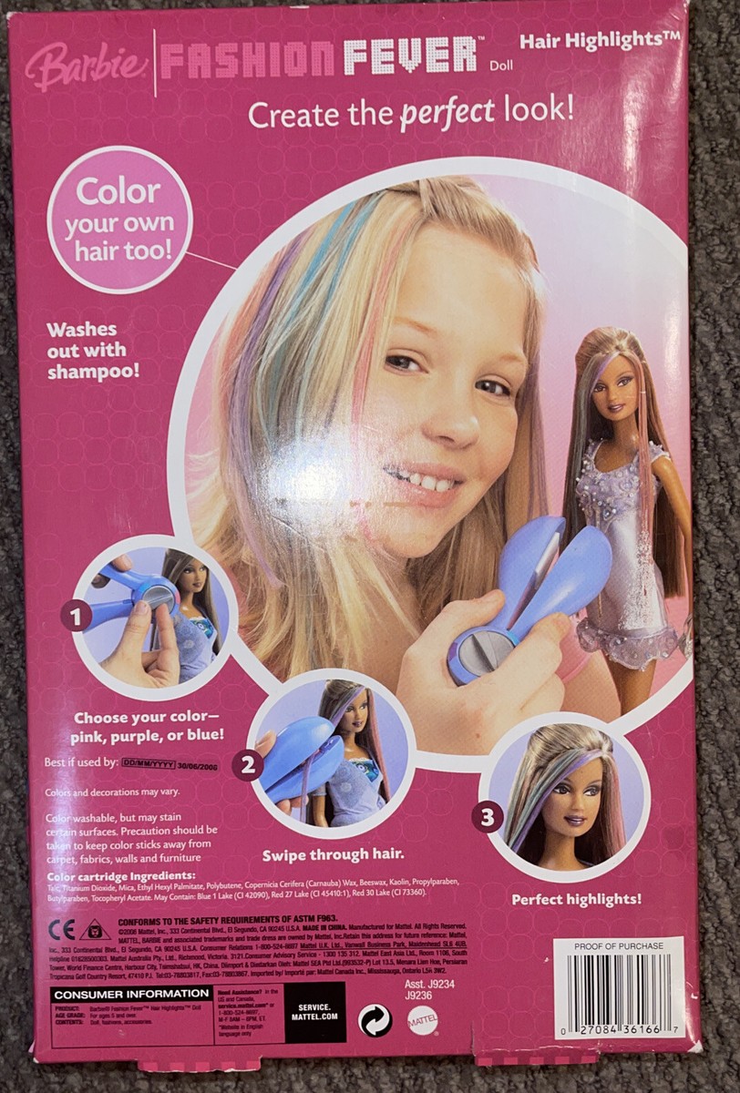 Barbie Fashion Fever Hair Highlights Doll Blue Dress 2006 Barbie Fashion Fever Hair Highlights Doll Blue Dress 2006