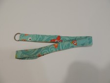 Cloth Lanyard with ring green/blue orange fish starfish 21" long Great Condition