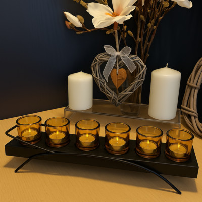Baltus Schwarz Metall Home Decore Teelicht Kerzenhalter mit 5 Glas Tassen
