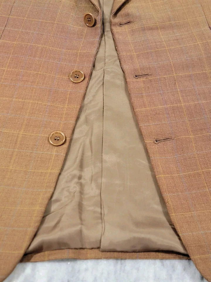 40R Men's Vintage Trussini Italian Blazer Copper Saddle Brown Wool Sport Coat - Image 3 of 4