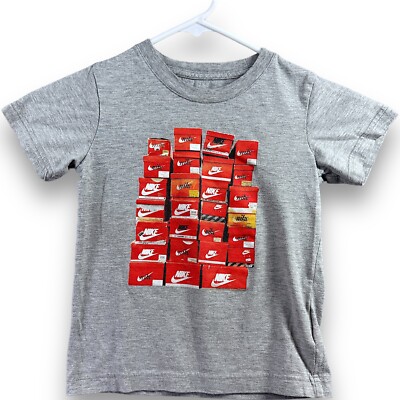 The Nike Tee Sneaker Shoe Box T-Shirt Kids Size Gray Excellent Rare