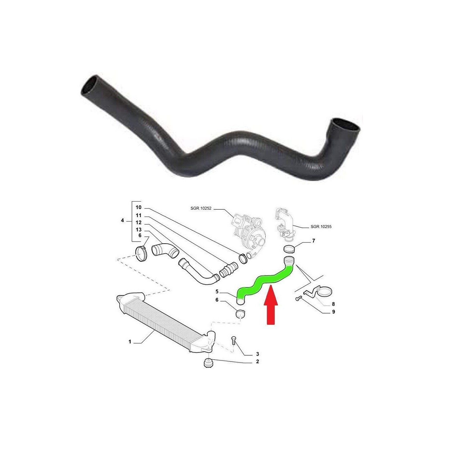 Intercooler Pipe Turbo Hose Left For Fiat Doblo Cargo 1.9 Jtd 2001 On 51757422