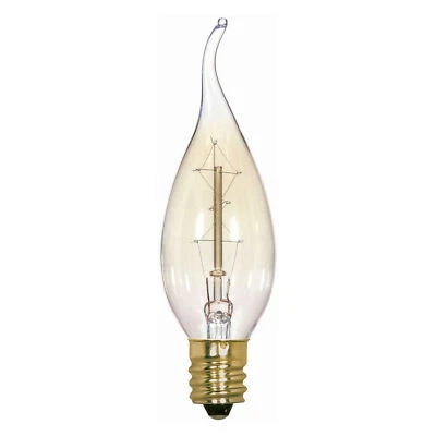 SATCO S2418 25CFC Vintage Deco Carbon Filament Antique 25W Candelabra E12 Clear 120V