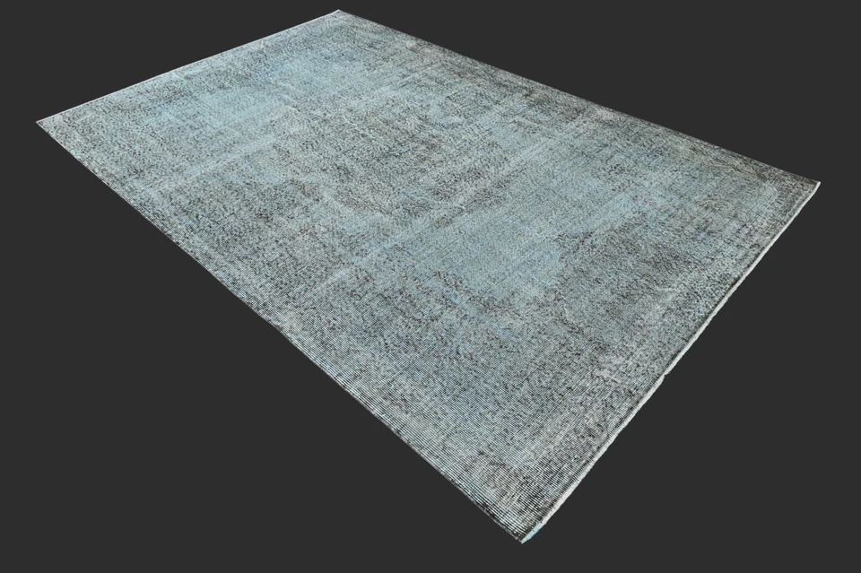 Vintage Turkish Oushak Rug, Blue 6x10 ft, Handmade Wool, Bohemian Anatolian - Image 2 of 4