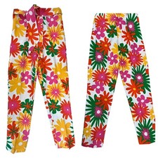VTG Retro 1970 Pink,Red,Yellow,Green Flower Power Pants, Size 11/12, Tapered Leg