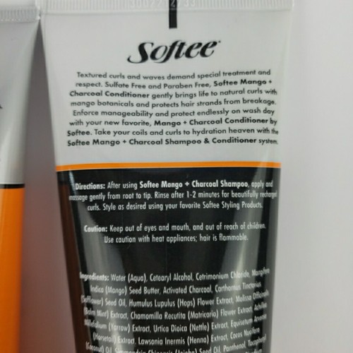 Softee Damage Preventing Detoxifying Shampoo Conditioner Set 7oz Mango Charcoal - Picture 9 of 10