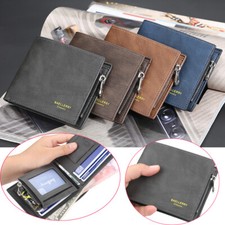 Men's Leather Bifold Wallet ID Card Holder Purse Billfold Handbag Slim Clutch US