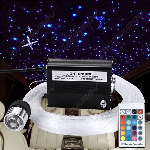 12V 16W RGB LED Fiber Optic Star Ceiling Light Kit 300pcs+ 2M+ 0.75mm Home Car