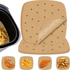 100 Pcs 10" Perforated Air Fryer Liners, Disposable Non-Stick Parchment Paper