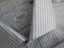 NWT Drakes London 100% cotton stripe mother of pearl button dress shirt 17-43