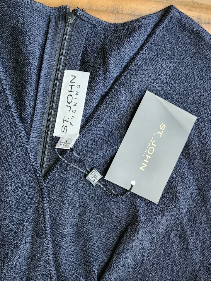 Vestido de noche ST JOHN NUEVO CON ETIQUETAS para mujer tejido negro/studs brillante talla 4 precio de venta sugerido por el fabricante $1395 Foto 3 de 4