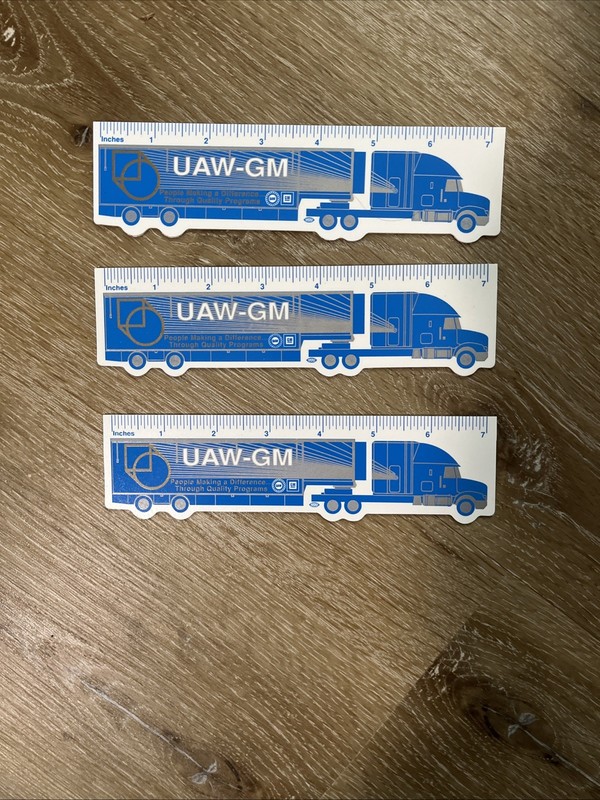 Lot Of 3 UAW - GM Advertising 7" Ruler Memorabilia NOS