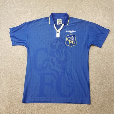Chelsea Football Shirt Small Blue Home Jersey 1997 FA Cup Final Score Draw Retro