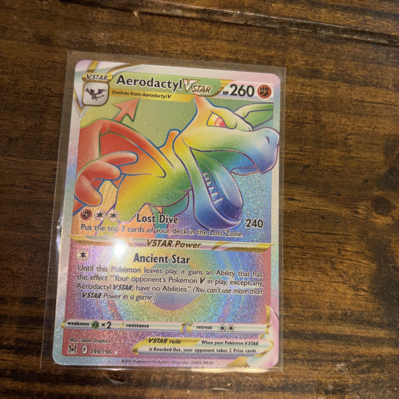 Aerodactyl VSTAR 199/196 Rainbow Rare Lost Origin Pokemon Near Mint