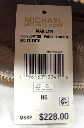 Michael Kors Marilyn Medium Top Zip Vanilla MK Signature Shoulder Tote - Picture 16 of 16