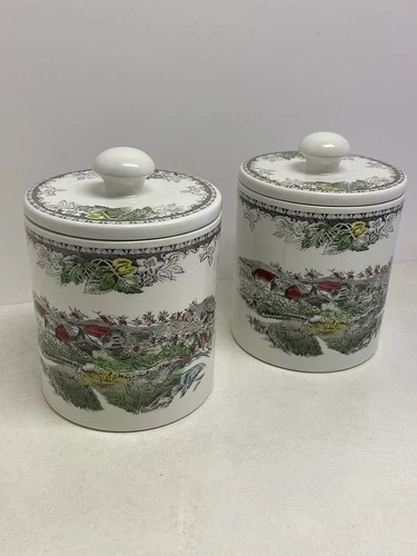 Johnson Bros Friendly Village Canister Pair England