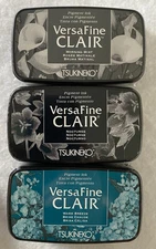 Tsukineko VersaFine Clair Pigment Ink Pads Morning Mist, Nocturne,  Warm Breeze