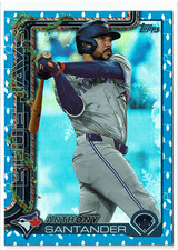 2025 Topps Holiday Baseball Anthony Santander #H14 Blue Metallic Holiday Lights
