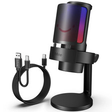 Microphone USB Gaming Recording/Streaming Mic Headphone Jack Noise Cancellation