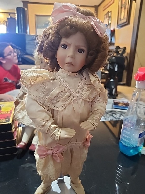 14" "The Grumpy Little Girl With A Curl"  Porcelain Doll By Artist Dianna Effner