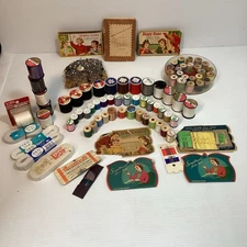 Vintage Lot Of Sewing Thread & Needles Mixed Brands Pre-Owned