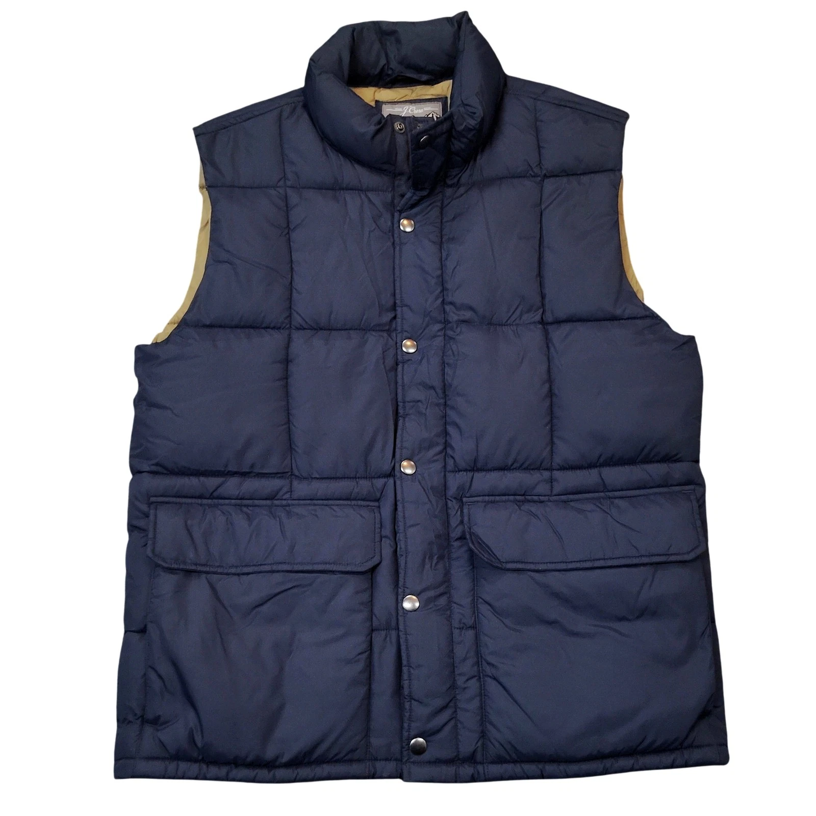 J Crew Nordic Vest Mens Medium Blue Primaloft Puffer Insulated Zip Pockets BU068