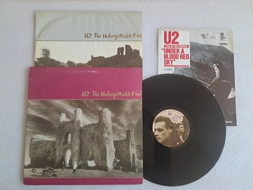 U2 THE UNFORGETTABLE FIRE LP ISLAND RECORDS 1ST CANADIAN  EX/VG+ 1984 Insert