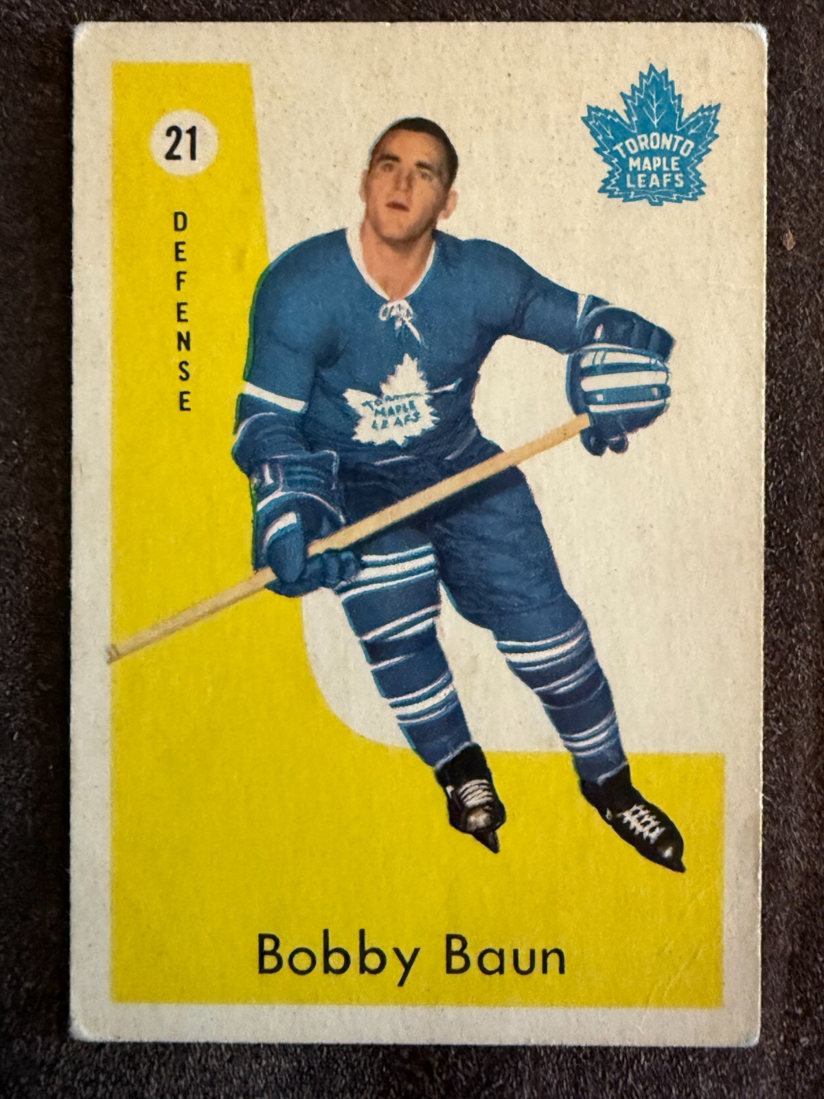 Bob Baun #21 Hockey Cards 1959 Parkhurst trading card — raw and PSA graded price guide