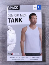 32 Degrees Cool Men's Comfort Mesh Tank 3-Pack Nylon Elastane  | White | Large