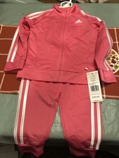 Adidas Kids Tracksuit Set Dark Pink  White Size 4