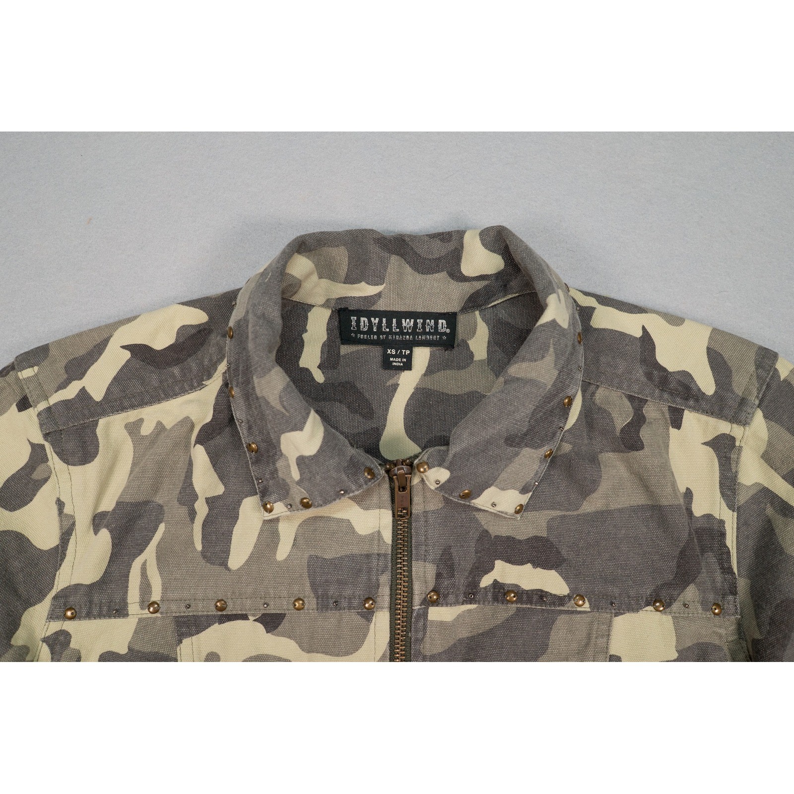 Women's Camo Utility Jacket Studded Western Ranch Workwear Zip Front XS image 2