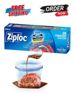 Ziploc Gallon Freezer Bags 28 Count - Grip 'N Seal Technology, BPA Free, Microwave Safe