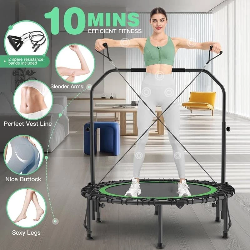 Mini cama elástica plegable de 40" 450 lb para ejercicio interior reboteador para adultos Foto 3 de 4