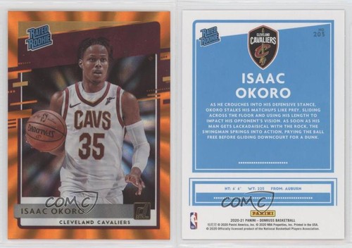 2020 Panini Donruss Rated Rookies Orange Laser Isaac Okoro #203 Rookie RC 12te - Foto 3 di 3