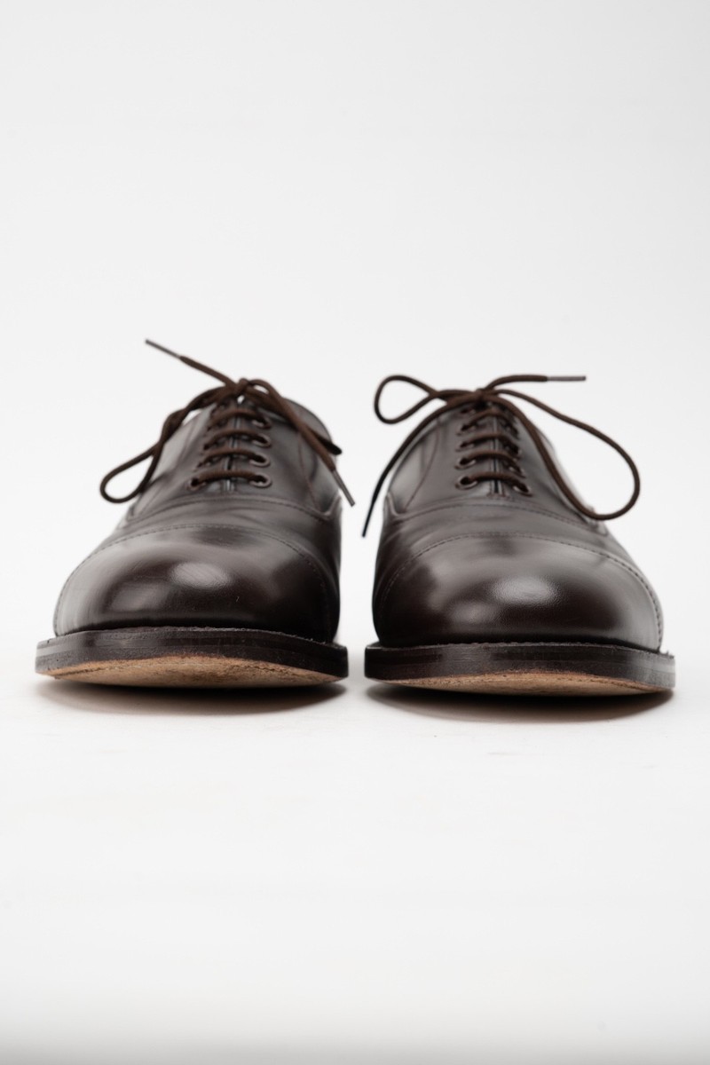 Sanders Oxford Cap Toe Dress Shoes Dark Brown Leather  display picture 2