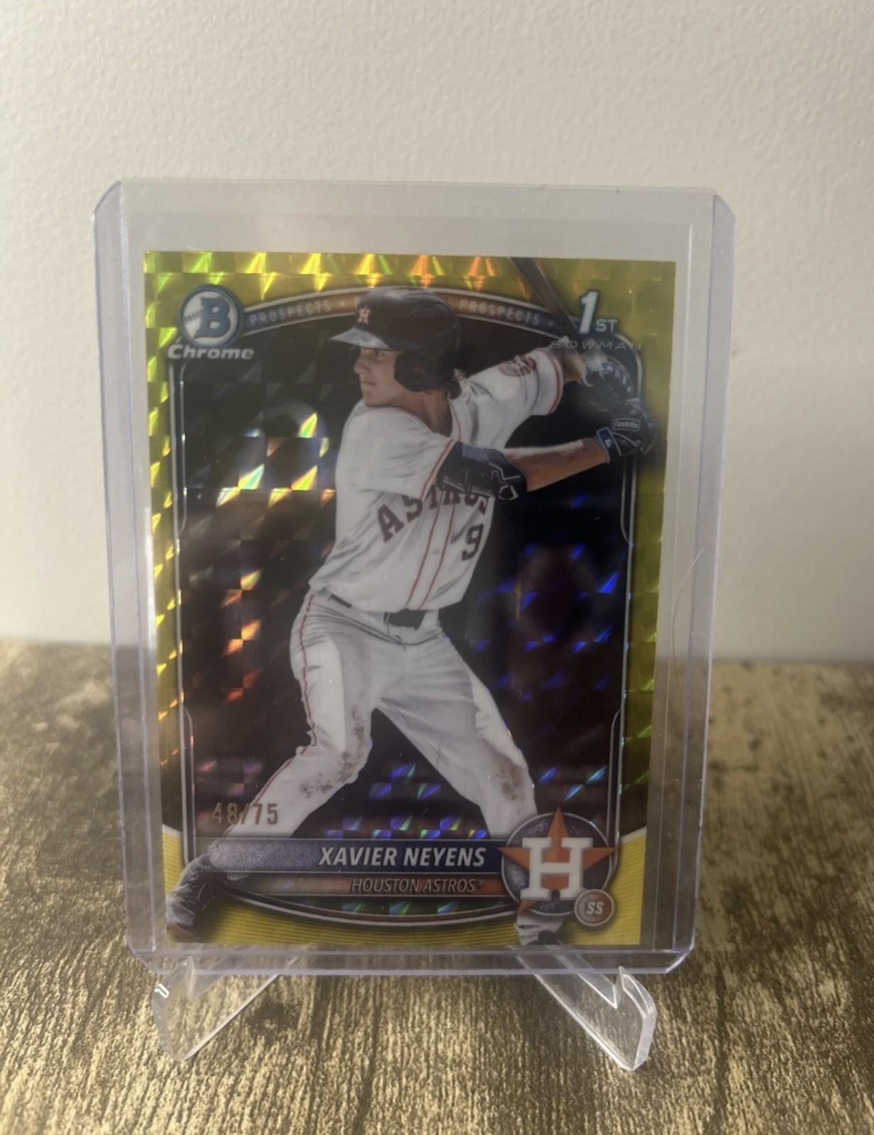 2025 Bowman Draft 1st Chrome Prospect Yellow Geometric Xavier Neyens /75