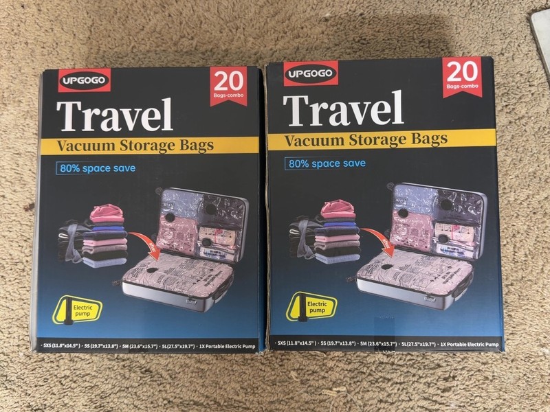 UPGOGO Vacuum Storage Bags Travel Compression Set 80% Space Save 2 Boxes