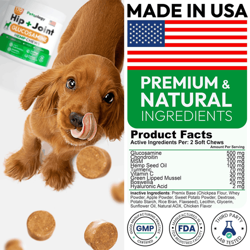 Hemp Hip and Joint Supplement for Dogs Glucosamine for Dogs 170 Mobility - Picture 6 of 8
