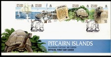 DR WHO 2000 PITCAIRN ISLANDS FDC GALAPAGOS TURTLE STRIP $5 TORTOISE R55853