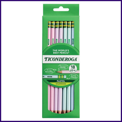18 Count Wooden Pencils Pre Sharpened #2 HB Soft Pastel Colors School Supplies