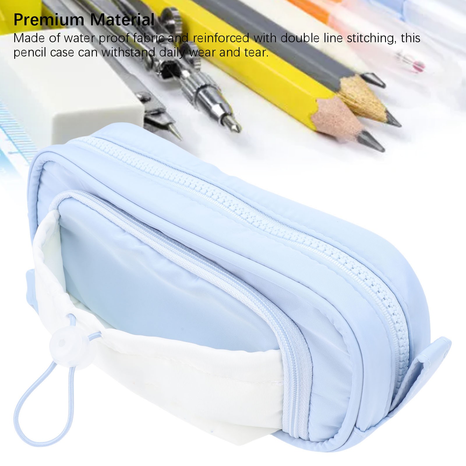 Pencil Case Pencil Pouch 2 Zippered Compartments For School Office
