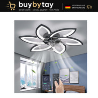 Deckenventilator Mit Beleuchtung Fernbedienung Led Dimmbar Schwarz 78Cm Modern
