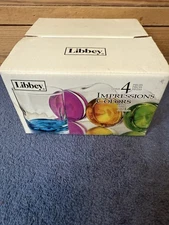 Libbey Impressions Colors Rocks Glass Lot Of 4