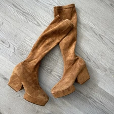 Zimmerman Knee High Platform Women’s Boots Size 37 Brown Suede