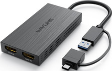 WAVLINK USB 3.0 or USB C to HDMI Adapter, HDMI Splitter for Dual Monitors
