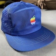 Vintage Apple Hat Think Different 80s Rainbow Apple Logo trucker Embroider RARE