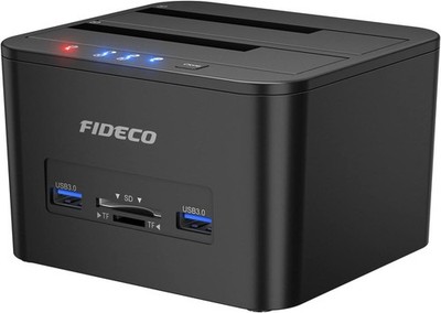 FIDECO Docking Station für 2 SATA-Festplatten, USB 3.0, Klonfunktion, SSD, SATA